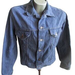 Small Vintage Mens Denim Jacket 1970's Sears Roebuck 2 Pocket Jelt Hippy Rocker